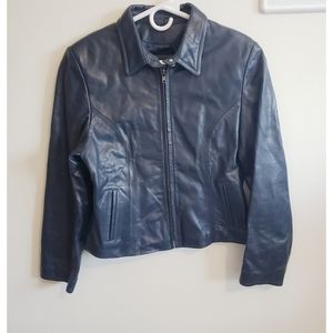 Wilsons Dark Blue/ Black Authentic Leather Jacket